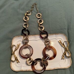 Tortoiseshell & Gold Link Necklace - Women Jewelry